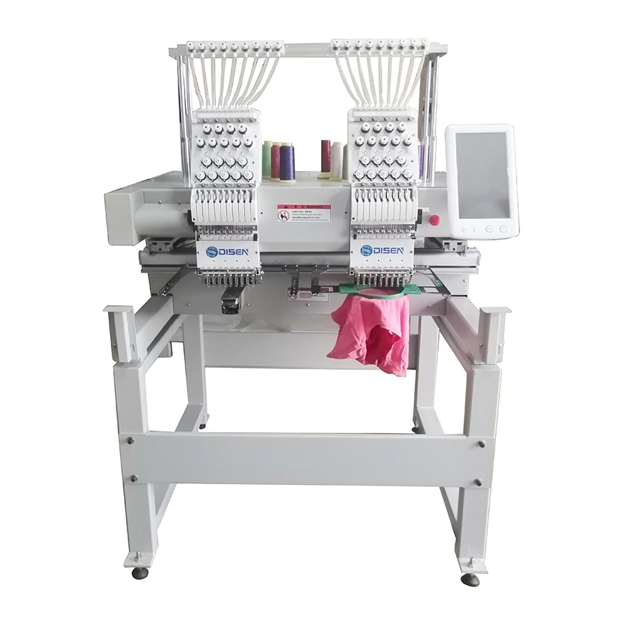 Factory Industrial Uses 9 12 15 Needle Two 2 Head Hat Logos Name Flat Caps Tshirt Digital Computerized Embroidery Machines