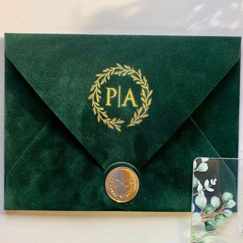 Custom Printed Logo High Grade Luxurious Envelopes Velvet Envelopes for business