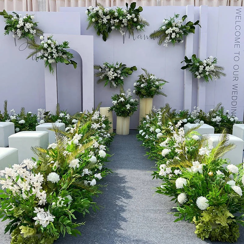 L-038 Customized Total Set Wedding Decoration Flowers Hanging Greenery Flower Artificial Rose Flower Row