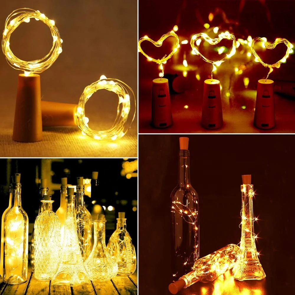Solar Powered 8 LED Fairy String Lights Waterproof Night Fairy Cool White Wine Bottle