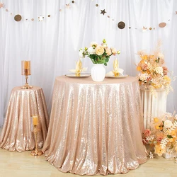 Водонепроницаемая скатерть из розового золота, свадебная круглая блестящая скатерть с блестками, 108 дюйма, круглая блестящая скатерть