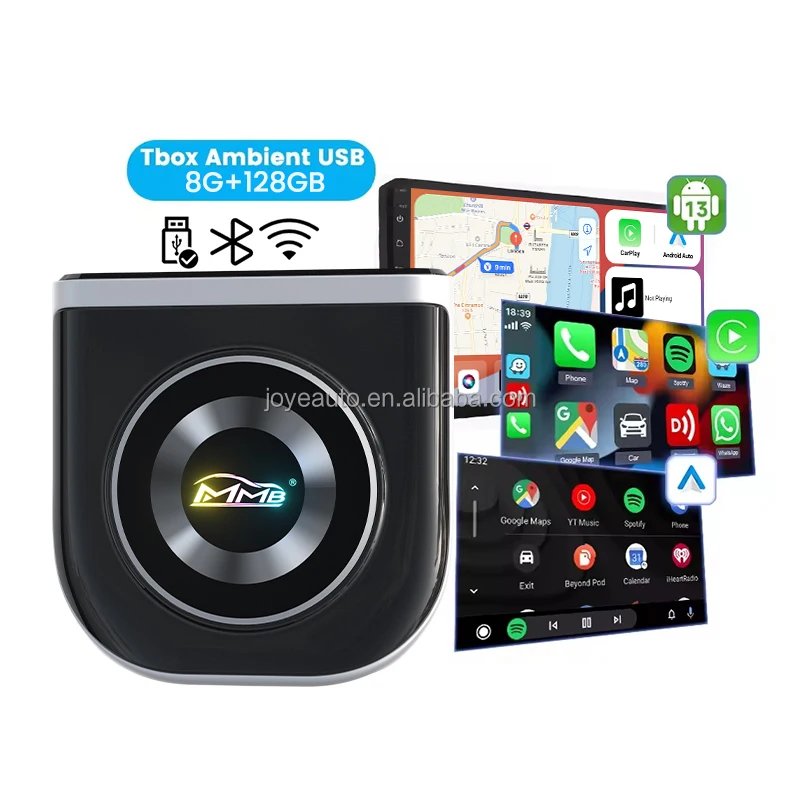 Hot selling HD Android 13 8+128GB portable Carplay android auto box 3 in 1 bluetooth5.0 AI box adapter QC6225 Google play store
