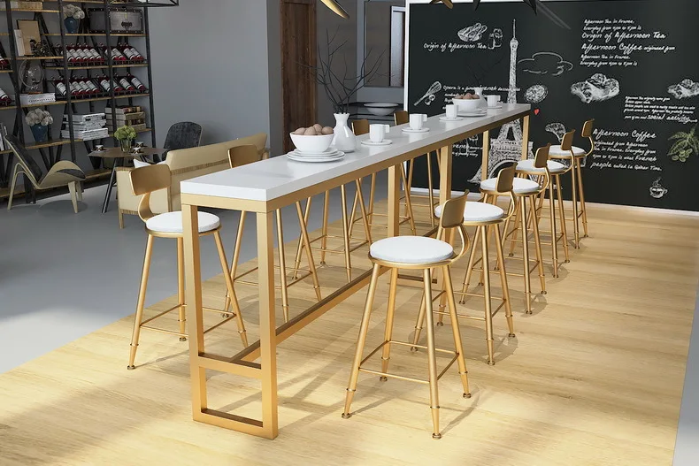 
Nordic iron gold bar stool simple home backrest chair high stool modern cafe bar chair 