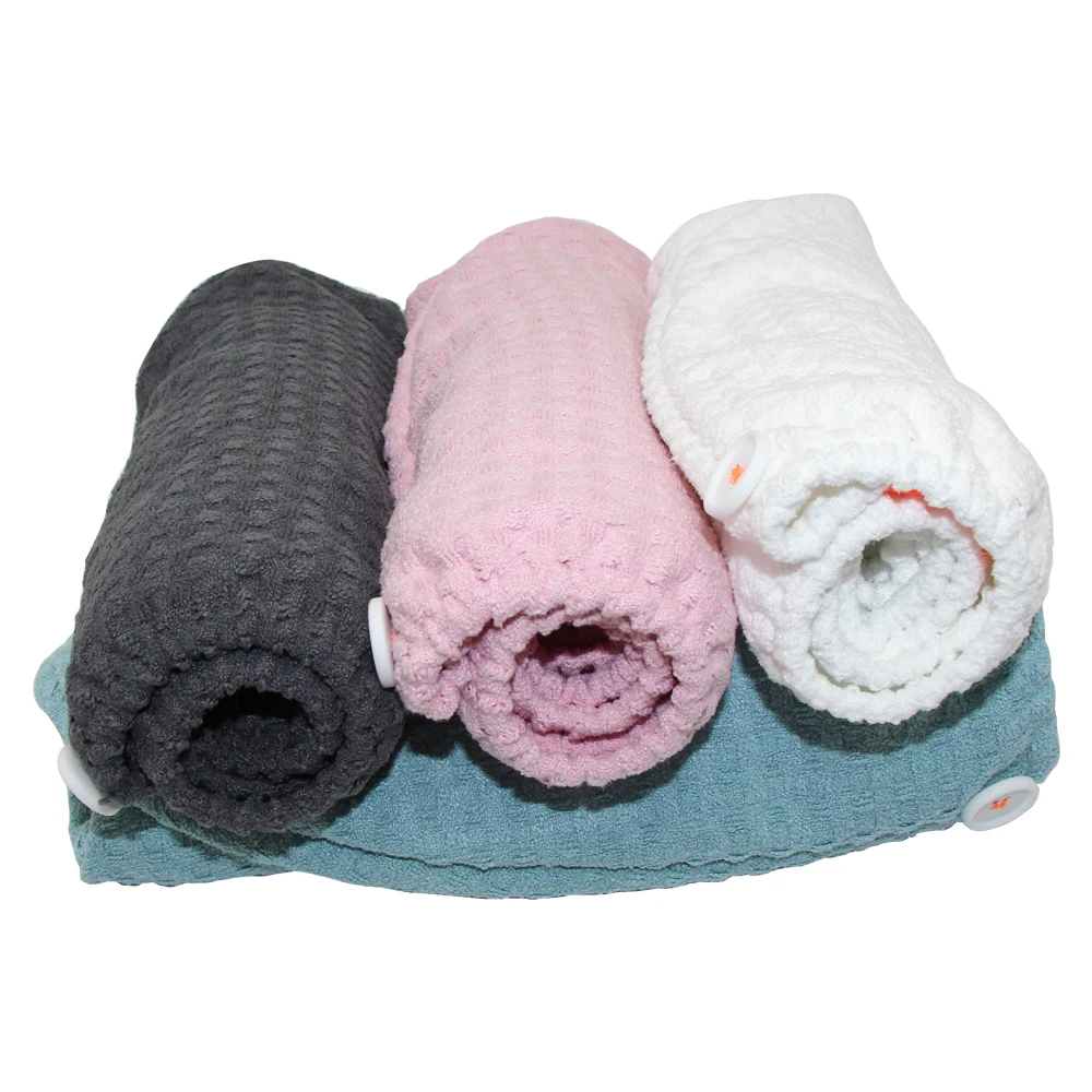 Super Absorbent Customized Logo Women Microfiber Dry Hair Turban Waffle Hair Towel