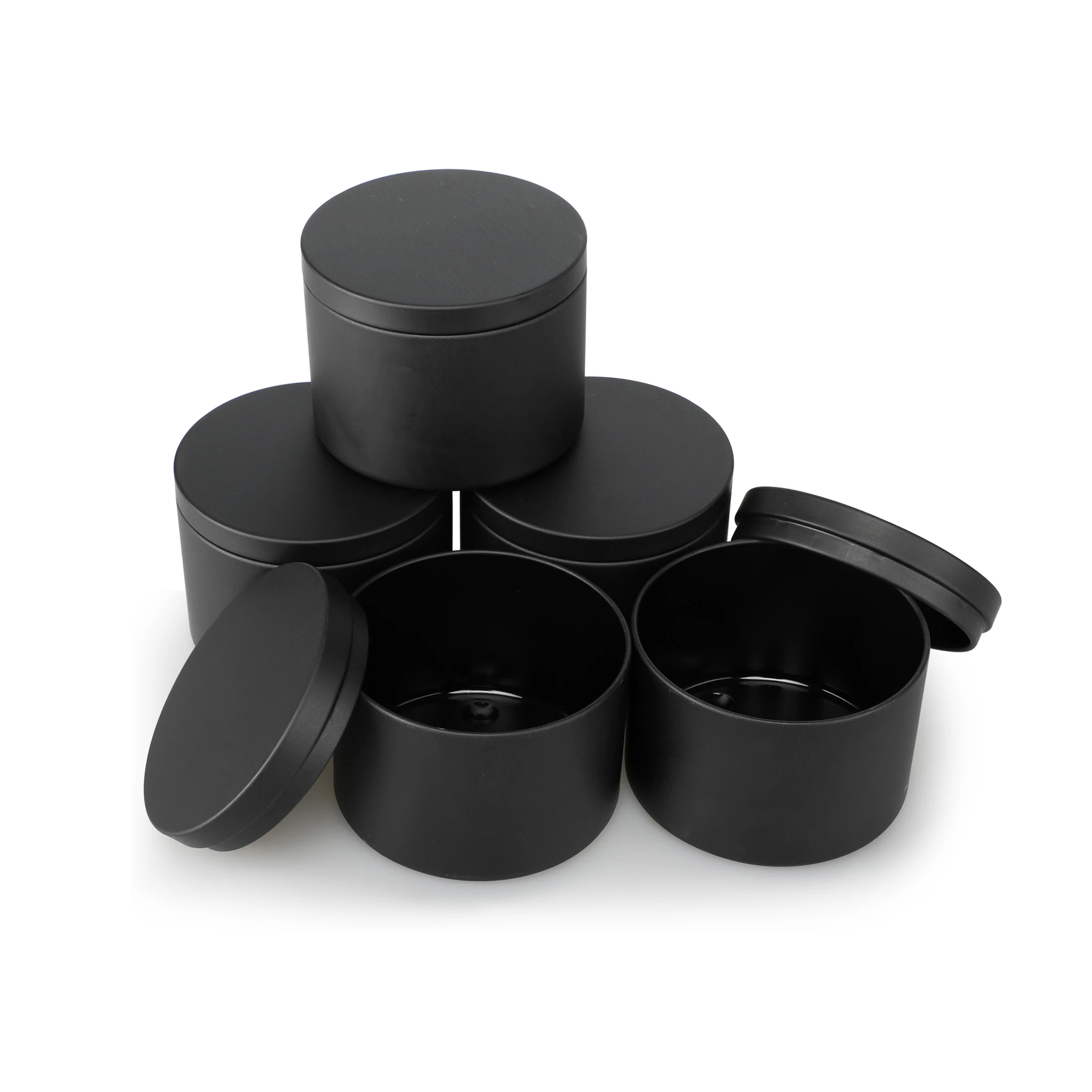 4oz 8oz 16oz tin cans for candles with lid Factory custom logo tin box matte black containers Metal Candle tins