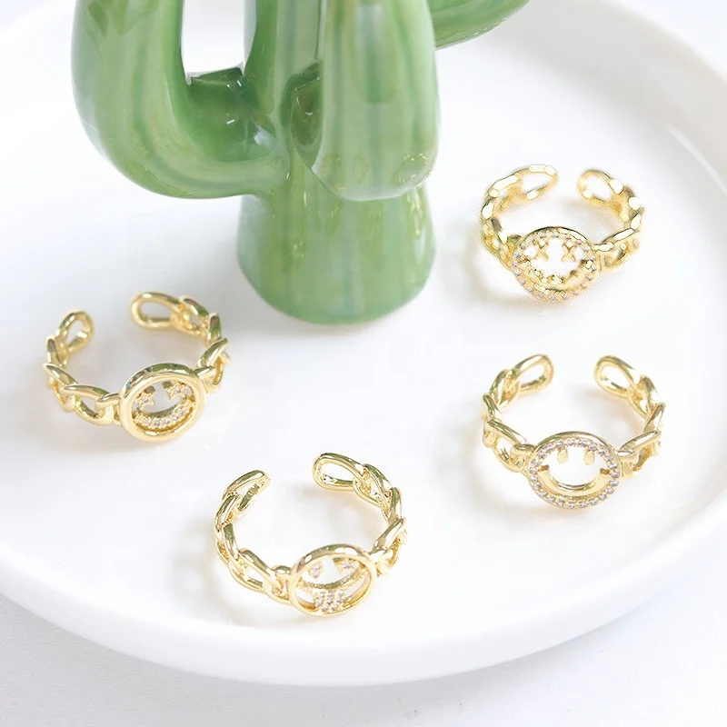 18k gold plated jewelry hot sale neon enamel rings happy face ring