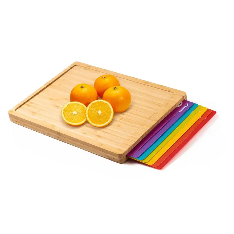 Bamboo Cutting Board Set with 7 Flexible Cutting Boards With Food Icons Easy to Clean Kitchen Cutting Boards