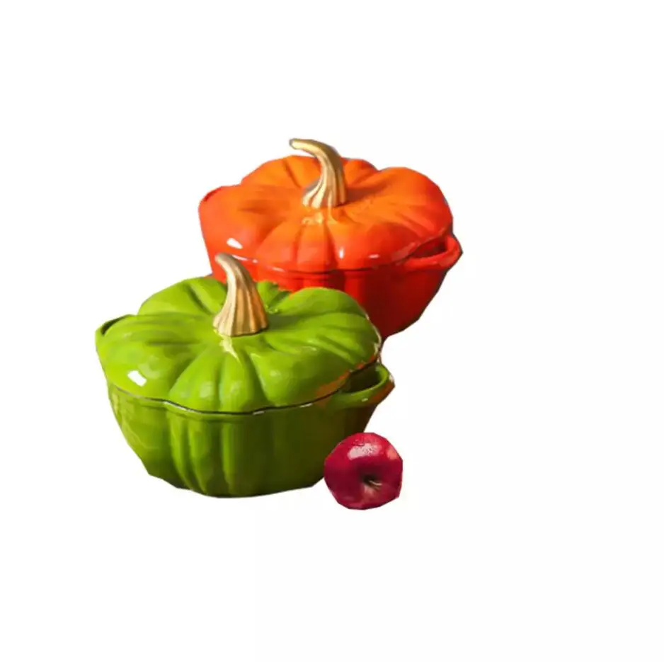 Pumpkin Enamel Cast Iron 25Cm Cookware Sets Mini Dutch Oven Belly Pot Set Enameled Stew Pot Soup Pot