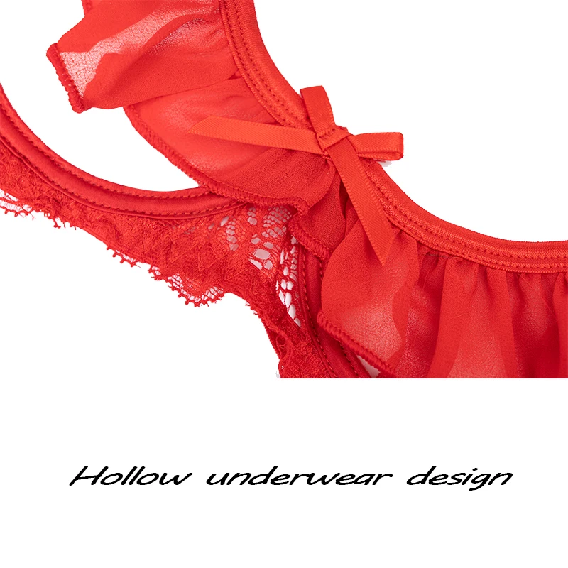 Wholesale Spot New Women Sexy Open Bra Hollow Flower Lace Lace Sexy Lingerie Set