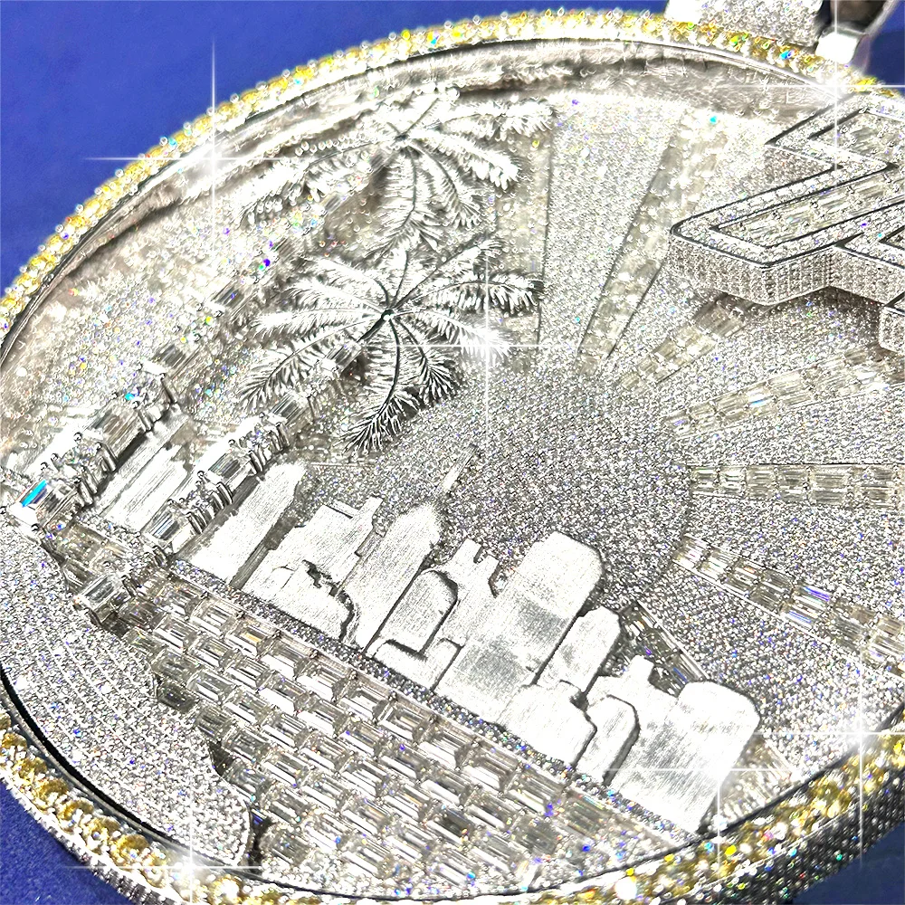 Factory Custom Iced Out VVS Moissanite Lab Diamond Name Chain Pendant Pass Diamond Tester Two-color Electroplating Fine Jewelry