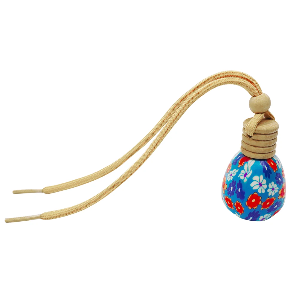 In Stock Colorful Flower Blue Soft Clay Perfume Bottle Hanging Car Perfume Bottle