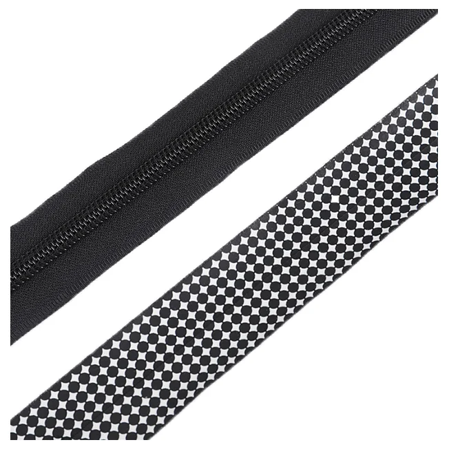 5# nylon waterproof zipper black and white checkered open tail self locking jacket zipper