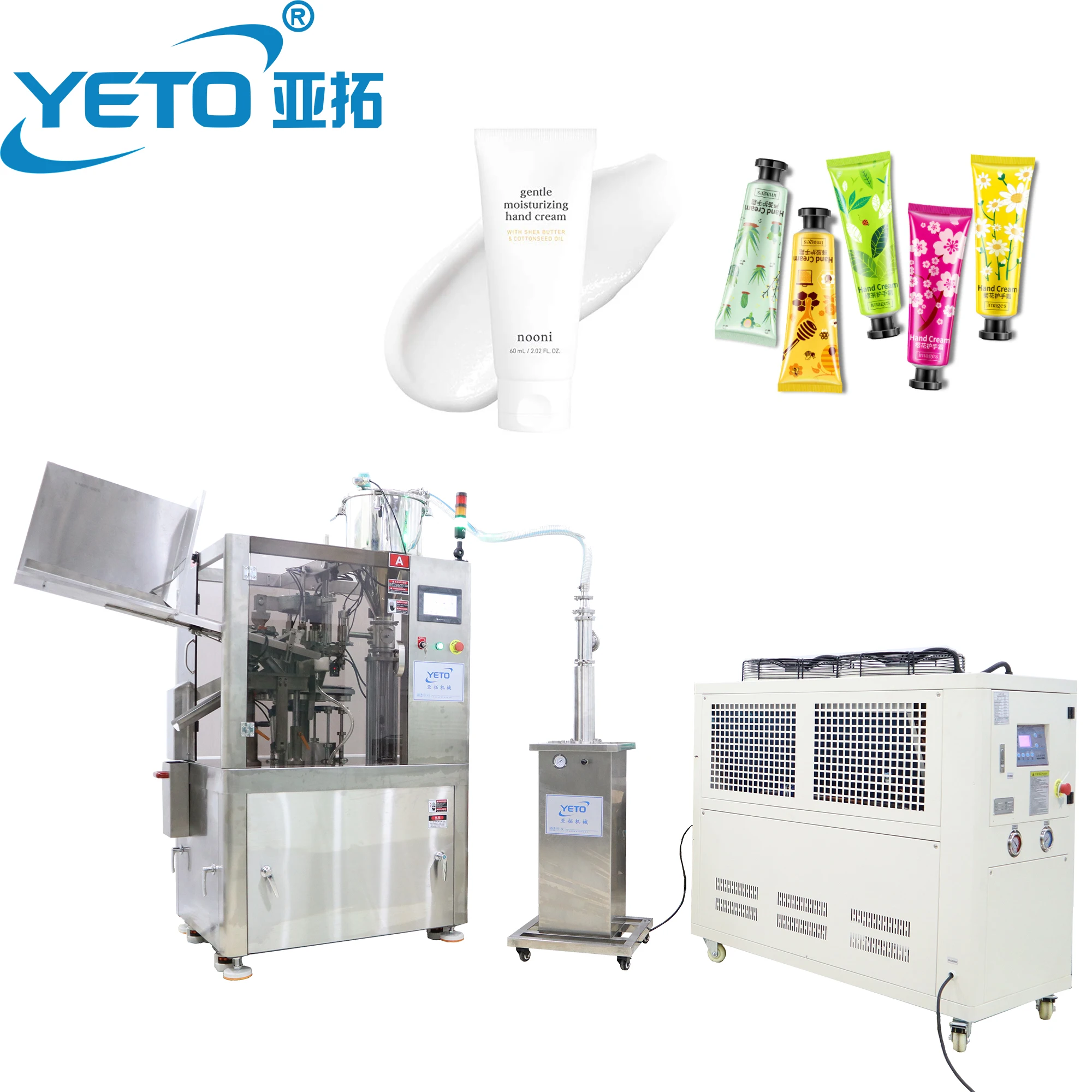 YETO-50ml 100ml Internal Heating Automatic Tube Filling  Sealing Machine Cosmetic  Plastic Tube Sealer Hand Cream Gel Shampoo
