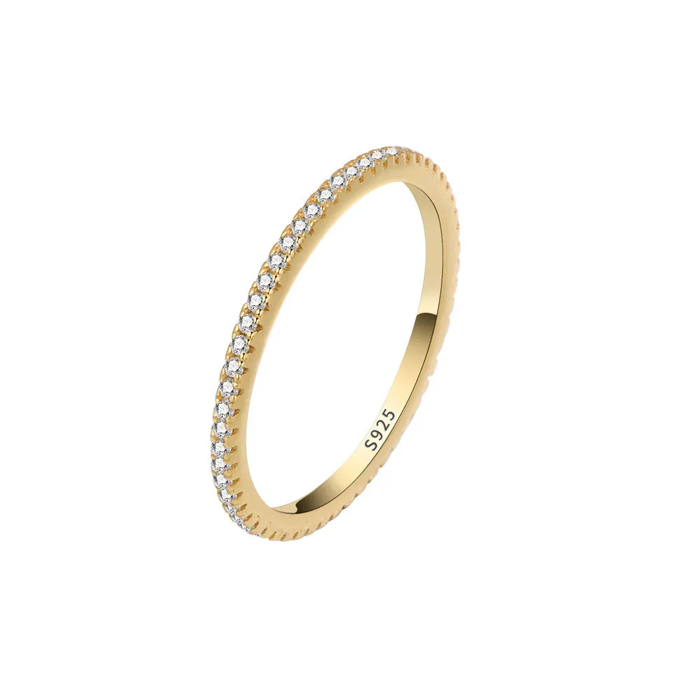 Luxury 925 Sterling Silver Full Cz Diamond Stackable Ring Eternity Bands For Women
