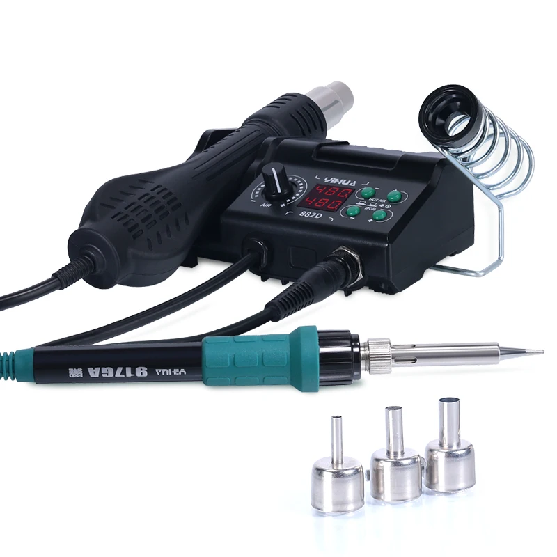 YIHUA 882D 2 in 1 Soldering Iron 60W Hot Air Rework Station BGA SMD Repair Tools Temperature Correction Sleep Soldering Station