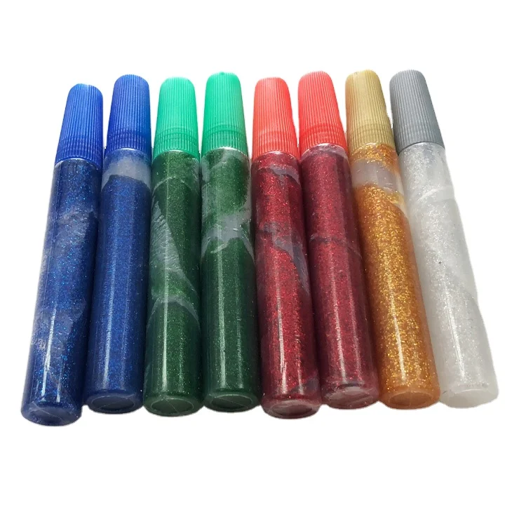 Wholesale high quality glitter glue pen for kids paper art school glitter liner glue pen bulk