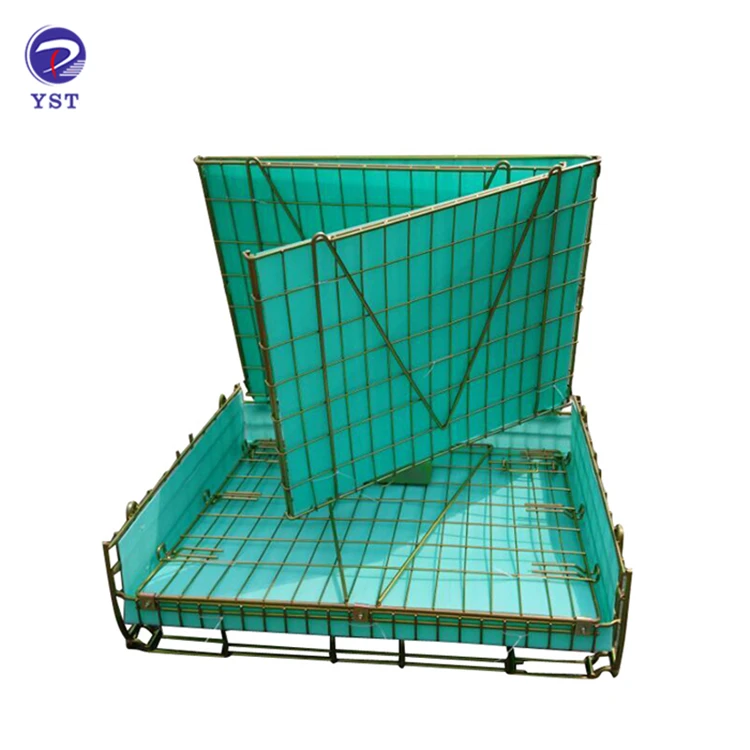 Collapsible folding storage cage/mesh container with pp