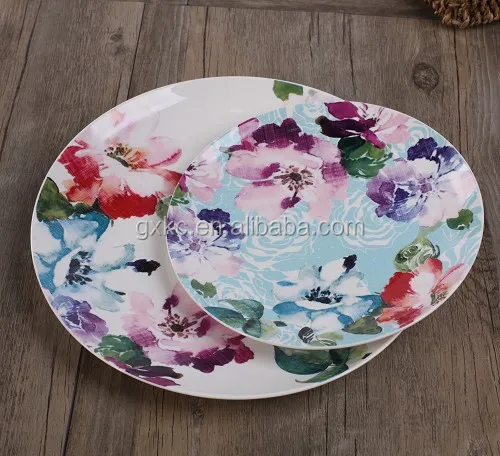 European Ceramic Tableware Bowl Plate Dinner Set Fine Bone China with Flower Dinnerware Sets Europe on Glaze Dinnerware Set