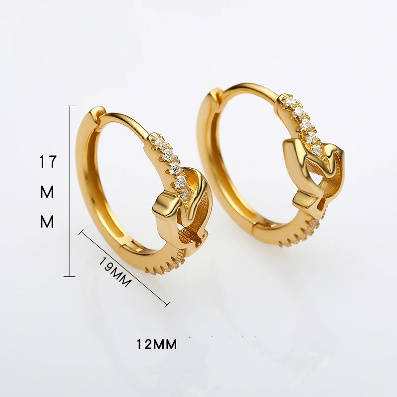 Hoyon 925 Sterling Silver  CZ small Huggie Earrings Cute Bird  18K gold Fashion Korea