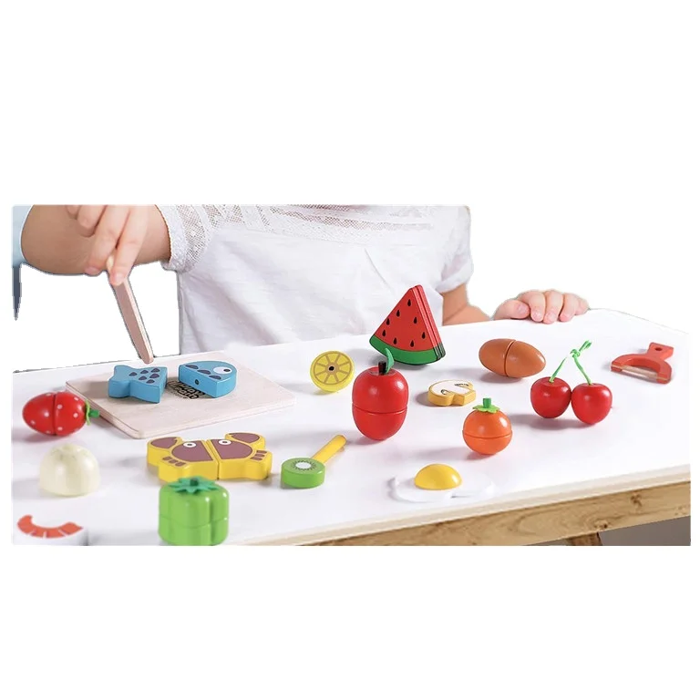Красочные деревянные волшебные игрушки для фруктов и овощей, детский кухонный набор для ролевых игр