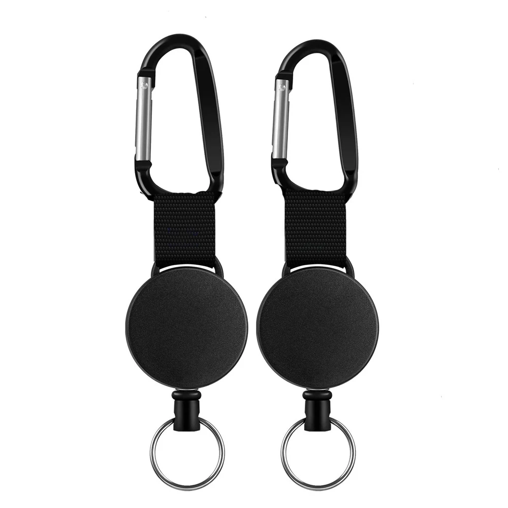 Retractable Keychains Ring Set Retractable Badges Reel Clip with Steel Wire Cord Up to 25