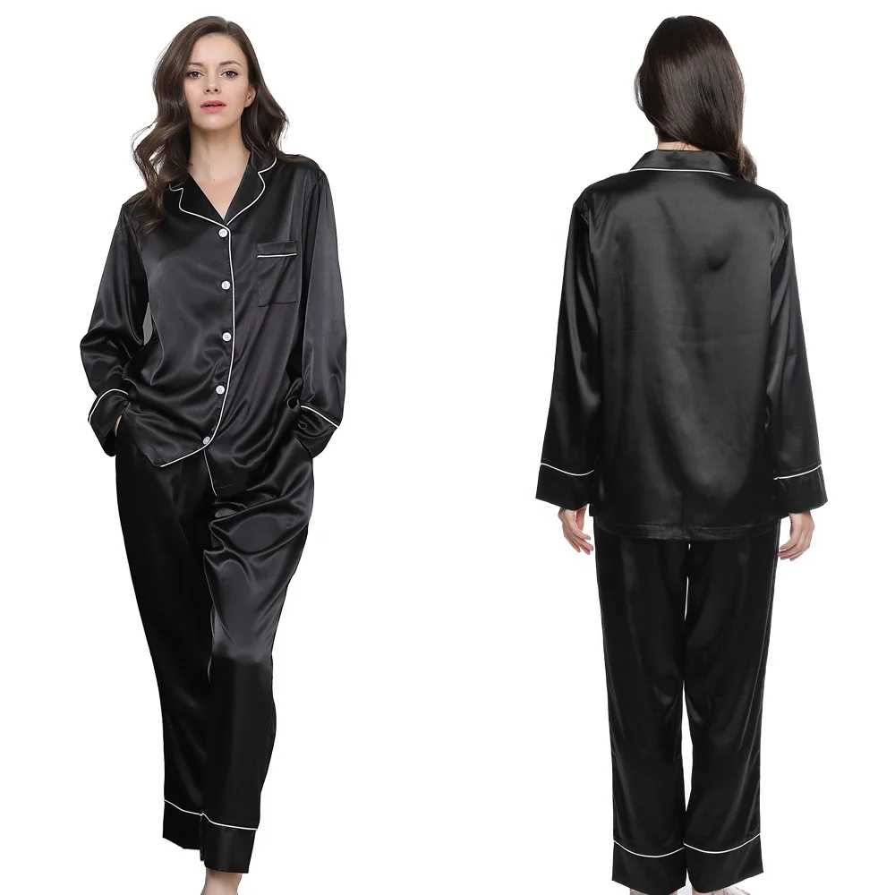 High quality and 135 colors satin silk pyjamas and women pajamas