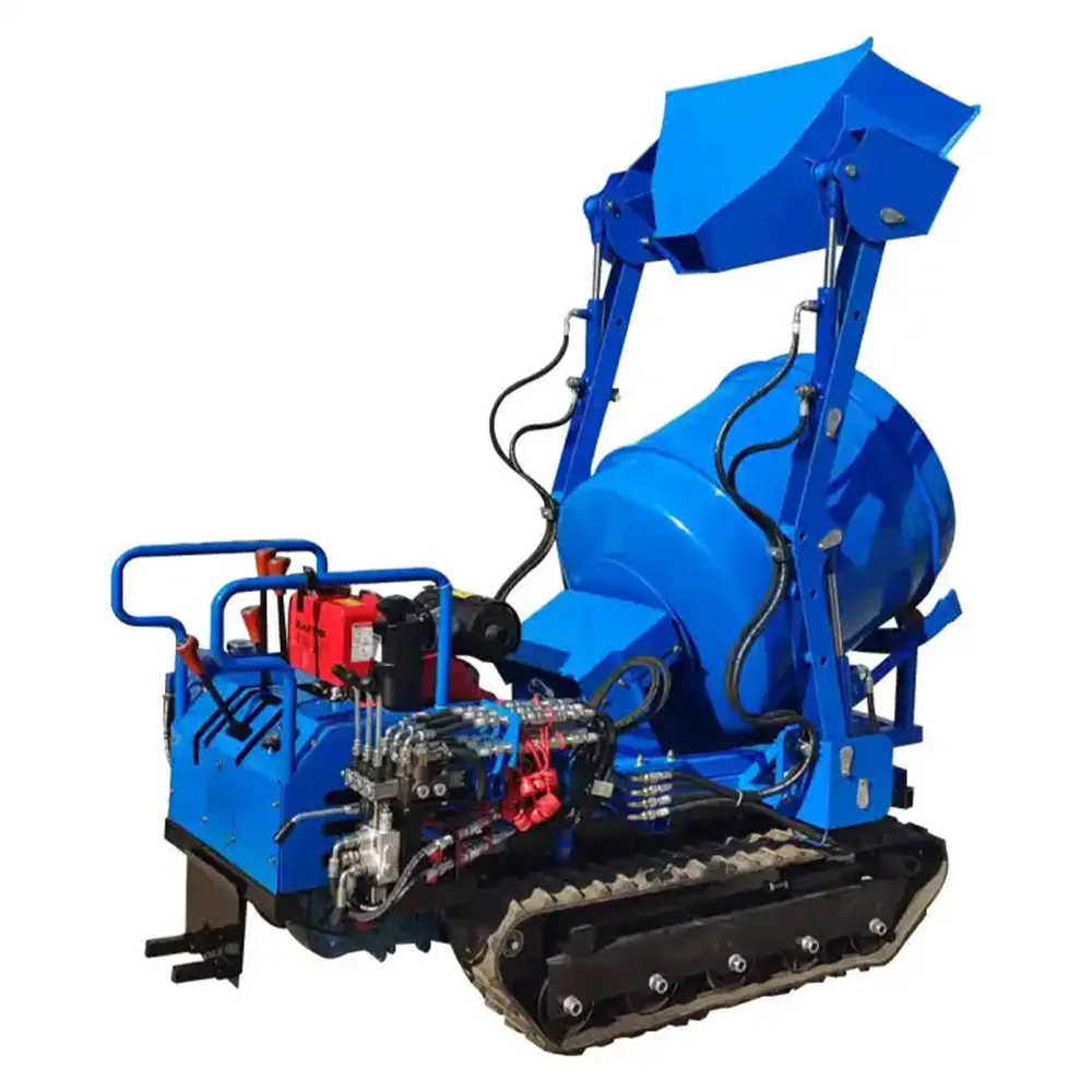 China factory Good quality small/mini crawler/tracked hydraulic concrete mixer with loader/hopper for sale