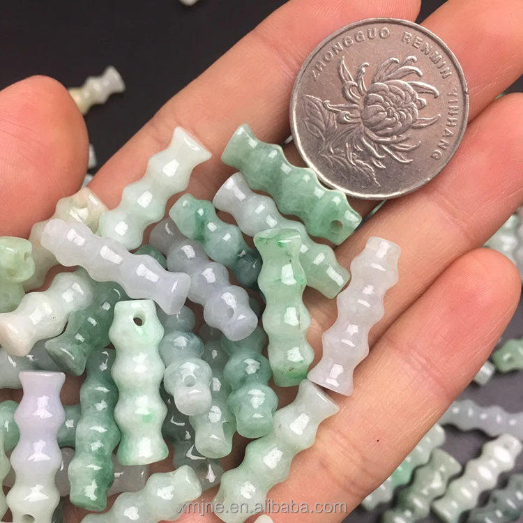Jade Grade A Jade Scraps Necklace Ice Kind Bamboo Carving Handicraft Factory Wholesale
