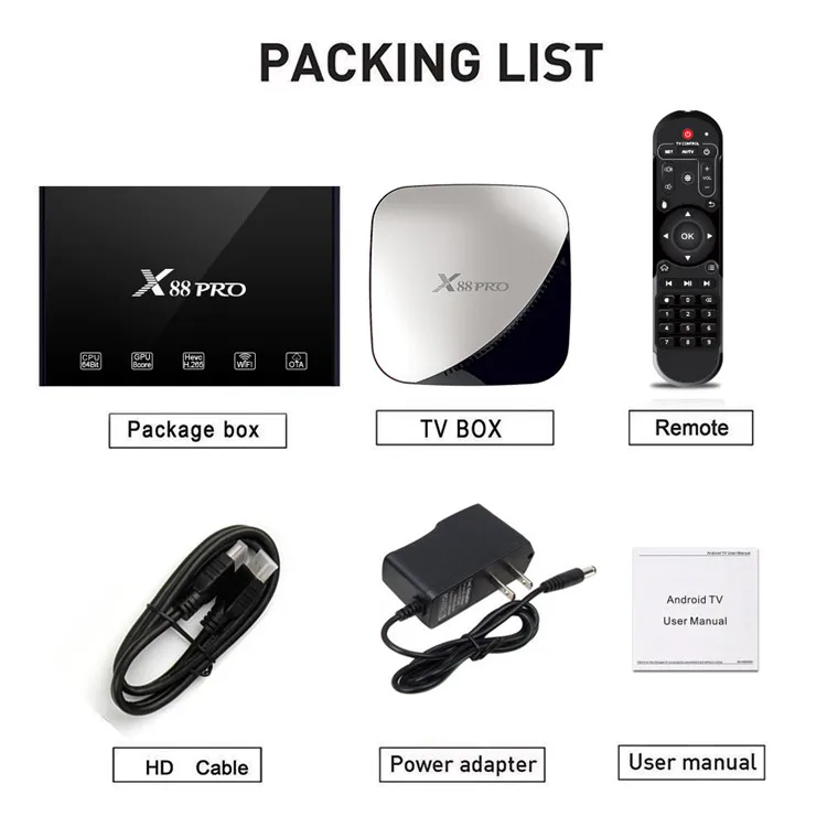 Оптом RK3318 2 4G 5G Wifi X88 pro Быстрый воспроизведение Android TV Box