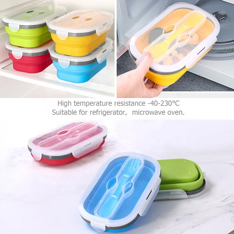 Collapsible Silicone Food Storage Container, Durable Meal box For Kitchen, Bento Lunch Boxes