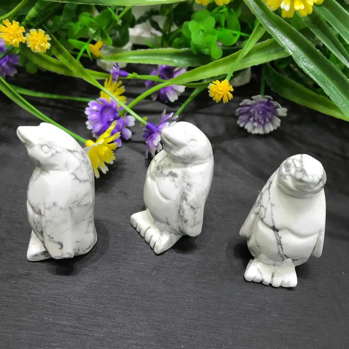 Natural Green Aventurine Rose Quartz Crystal Cute Penguin Decoration