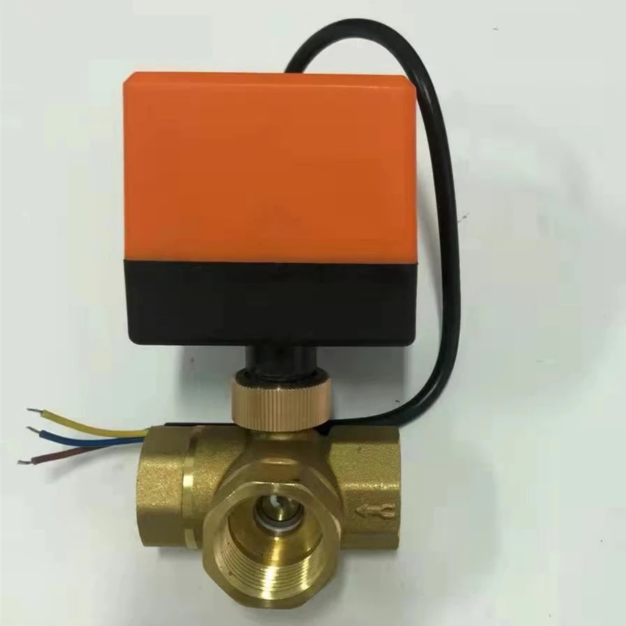 BSPT Connection 220v Motorized Electric Three Way Brass Ball Valve with PTFE Seat