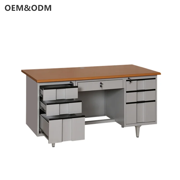 Modern Design Knock-down Steel Metal Office Table Furniture Computer Metal Office Desk with Drawers