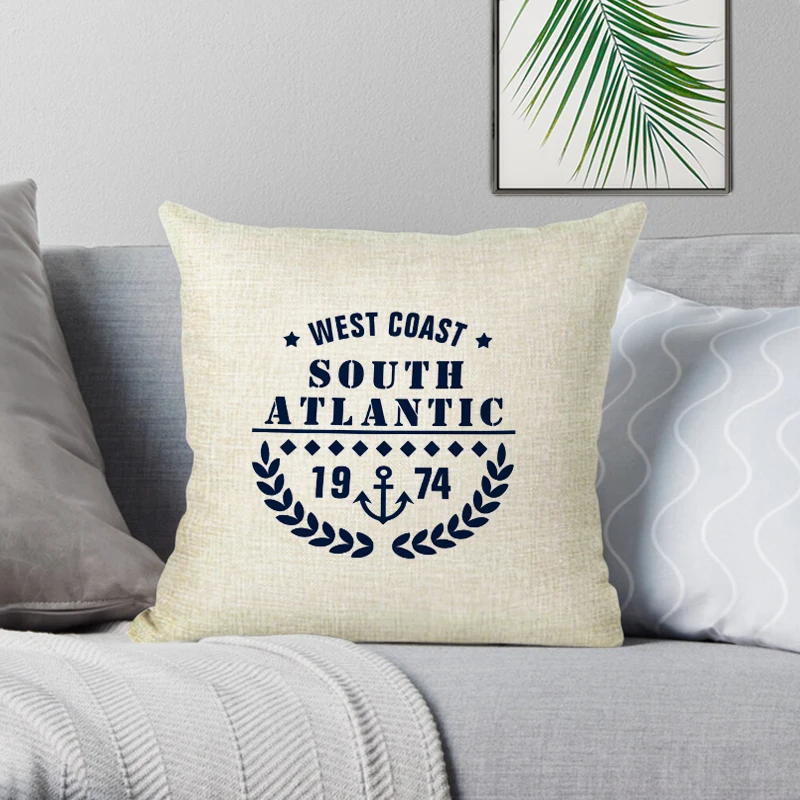 New Modern Sailing Ships Marine Printing Anchor Rudder Linen Throw Pillow Case for Couch Seat Bedroom Home Decor