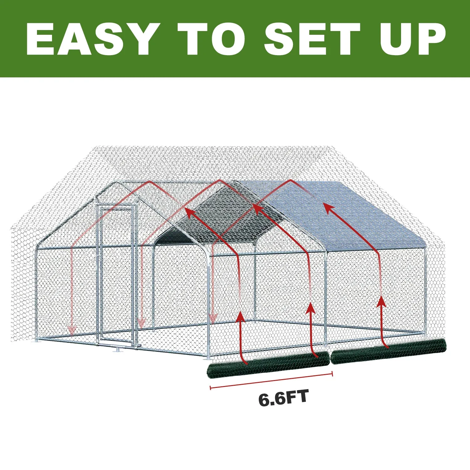 Compact Chicken Coop with Predator-Proof Fencing and Removable Roof