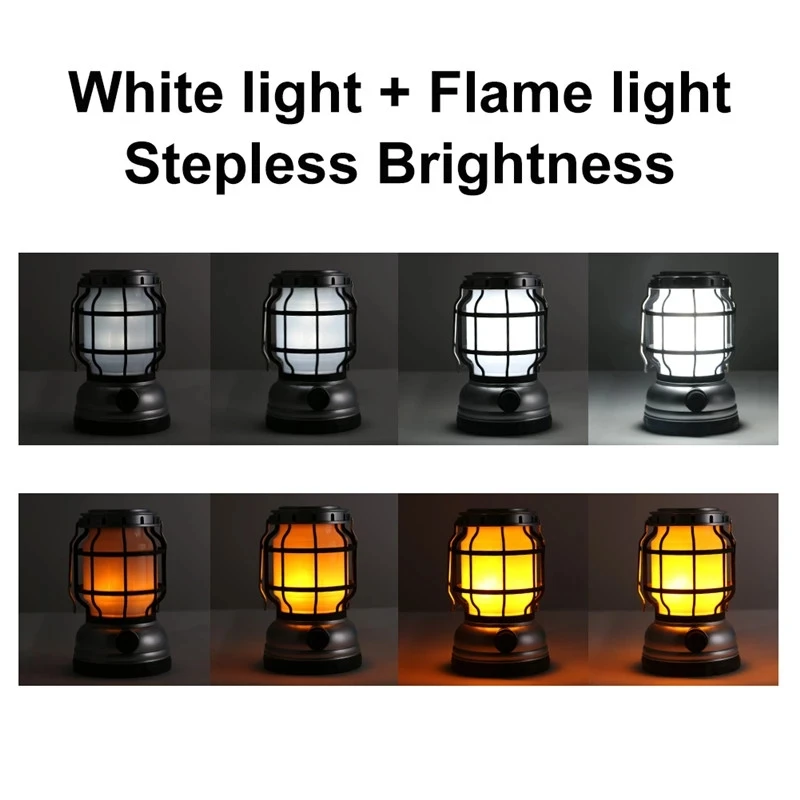 Retro Solar Lamp Hook Large Rechargeable Hanging Dimming Camping Lamp Rechargeable led Horse Lantern