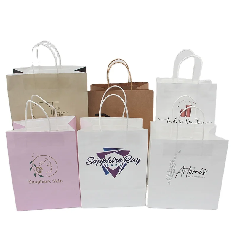 
2021 hot sale kraft paper bags with handles for Shopping Paper Bag Custom Printing Eco Friendly Recycle 