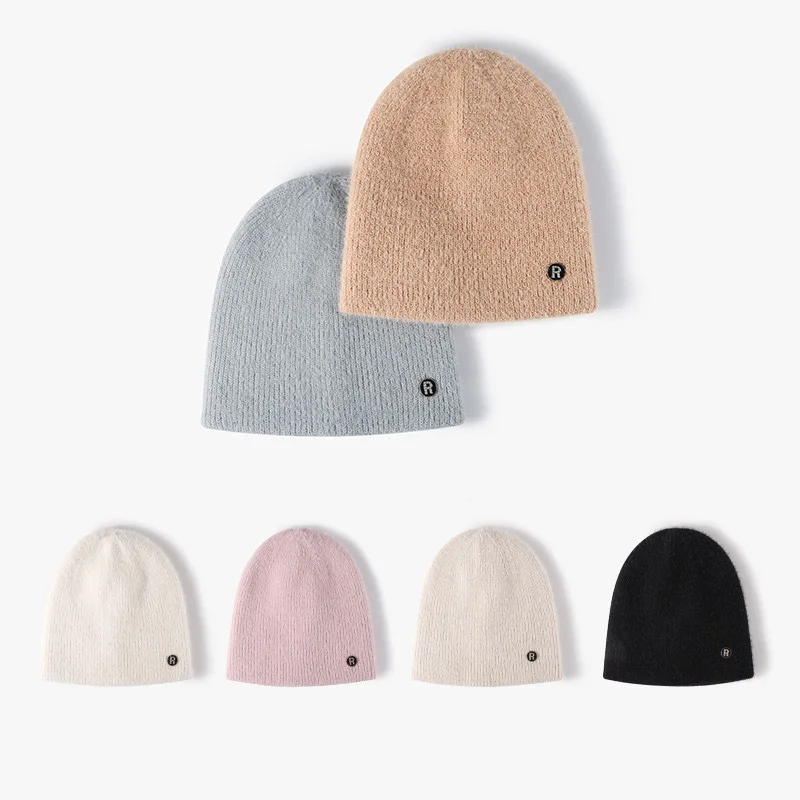 Winter Men Cotton Acrylic Warm Beanie Hats Knitted Plain Style Fabric With Custom Logo Beanies For Women Manufacturers
