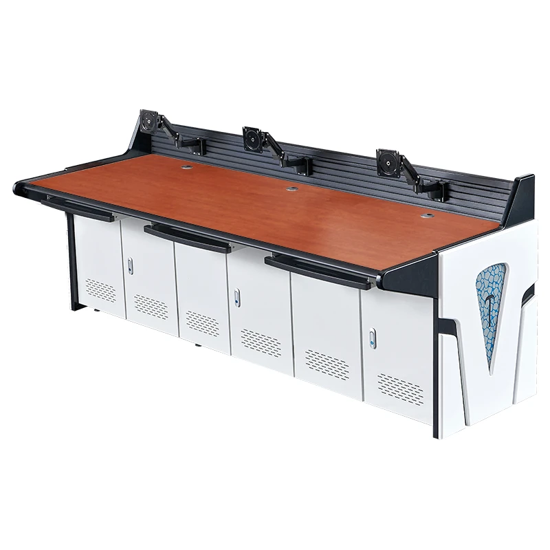 triple seat CCTV Control Room Furniture Security Control Room Consoles Operator Console Desk