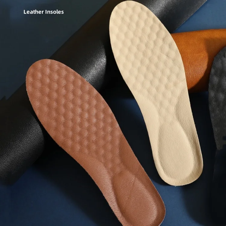 Accept Custom LOGO Real Cowhide Elastic Insole Shoe Pad Shock Absorption Running Sole Insert Comfortable Sponge Fully Pads