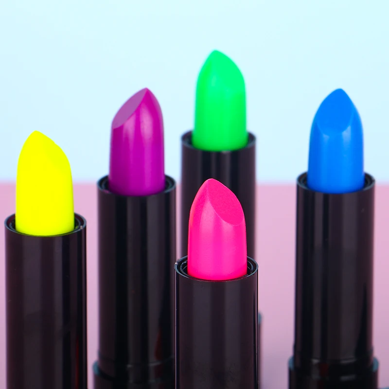 Custom Brand uv vegan Lip Gloss Blacklight fluorescent neon Pink Green Blue Yellow Purple lipstick