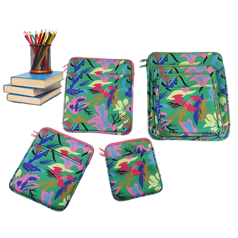 Hot selling Lovely Custom Design Waterproof Book Sleeves Book Cases Neoprene Pencil Case with Tablet Computer and Book pocket