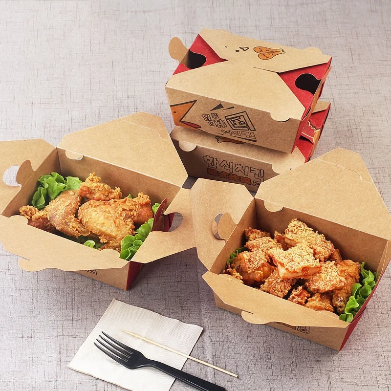 Food Box Takeaway Kraft Paper New Eco-friendly Disposable Dishes & Plates Food Container Paper Color Rice Dish Deep 8inch Wood