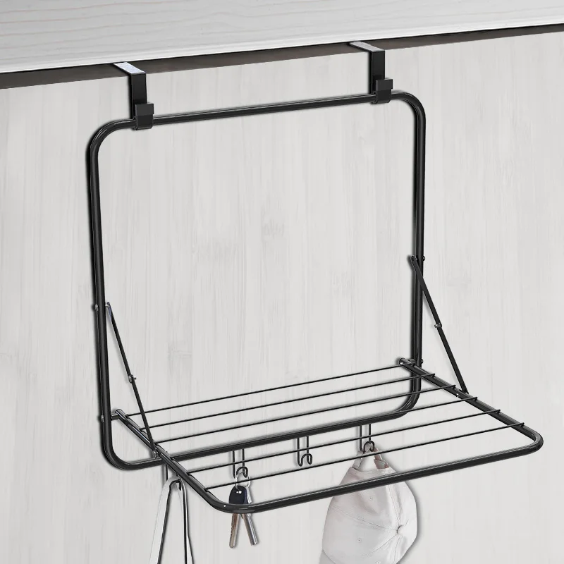WIREKING Novelty Collapsible Tower Hanger Metal Over the Door Clothes Drying Rack With 4 Clips
