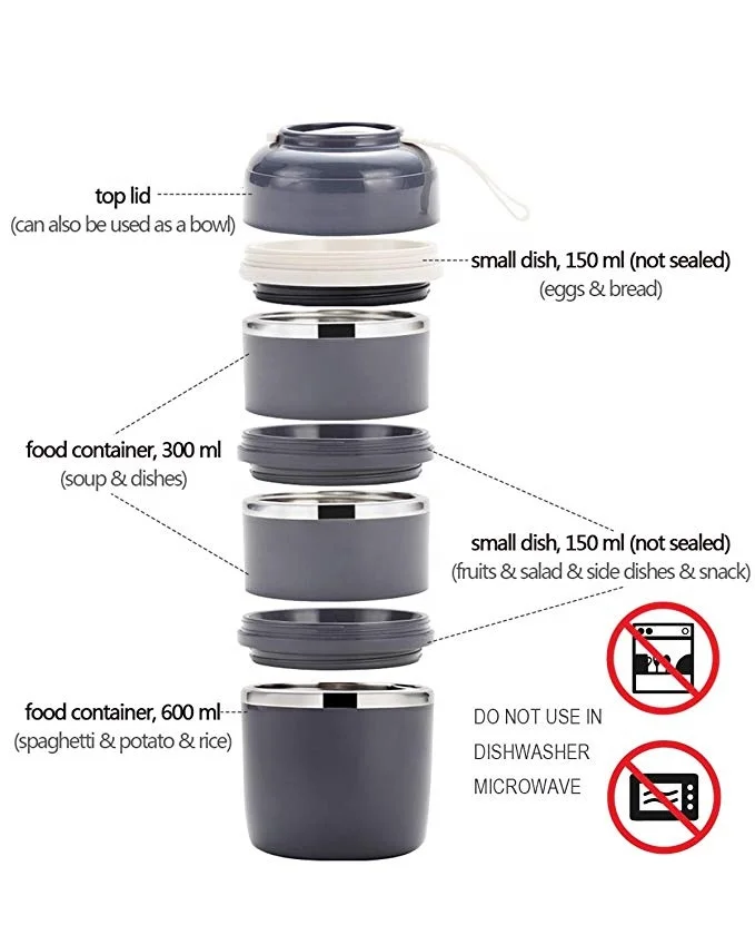 Amazon Hot Sale Insulation Food Container leakproof tiffin japanese bento box for food school stainless steel lunch box