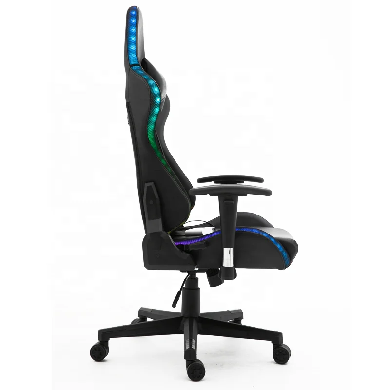 Оптовая продажа эргономичный массажный RGB светодиодный гоночный компьютерный офисный стул из искусственной кожи с подсветкой