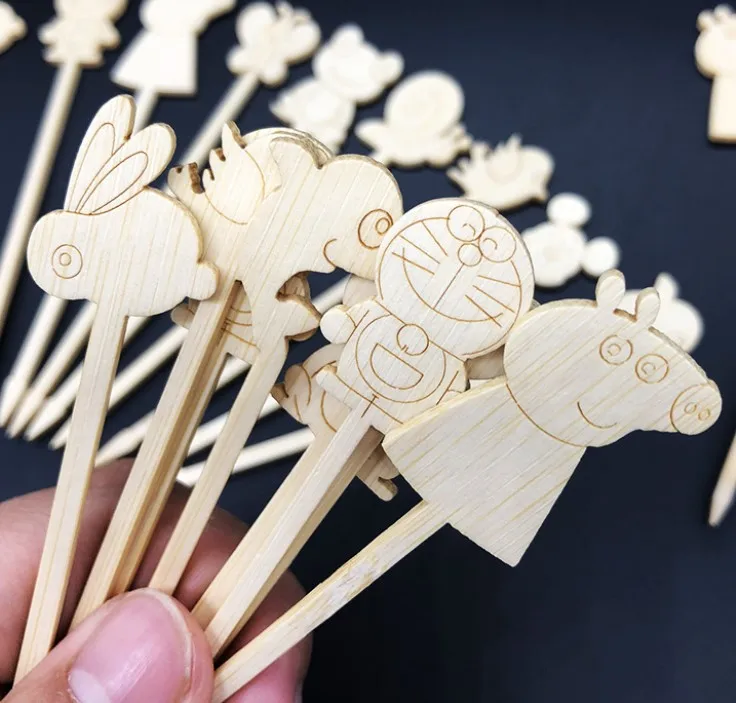Mini Cartoon Bamboo Stick Cute Spatulas For Food Bamboo Spatula