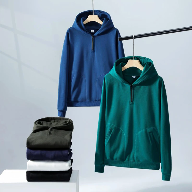 YKK half zip up hoodies custom logo high quality Sorona infrared thermal fleece hoodie men