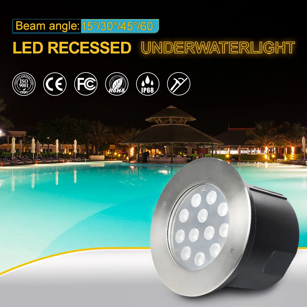 316 Stainless Steel IP68 RGB Remote Control Pool Light Slim Recessed LED for Swimming Underwater Waterproof Feature