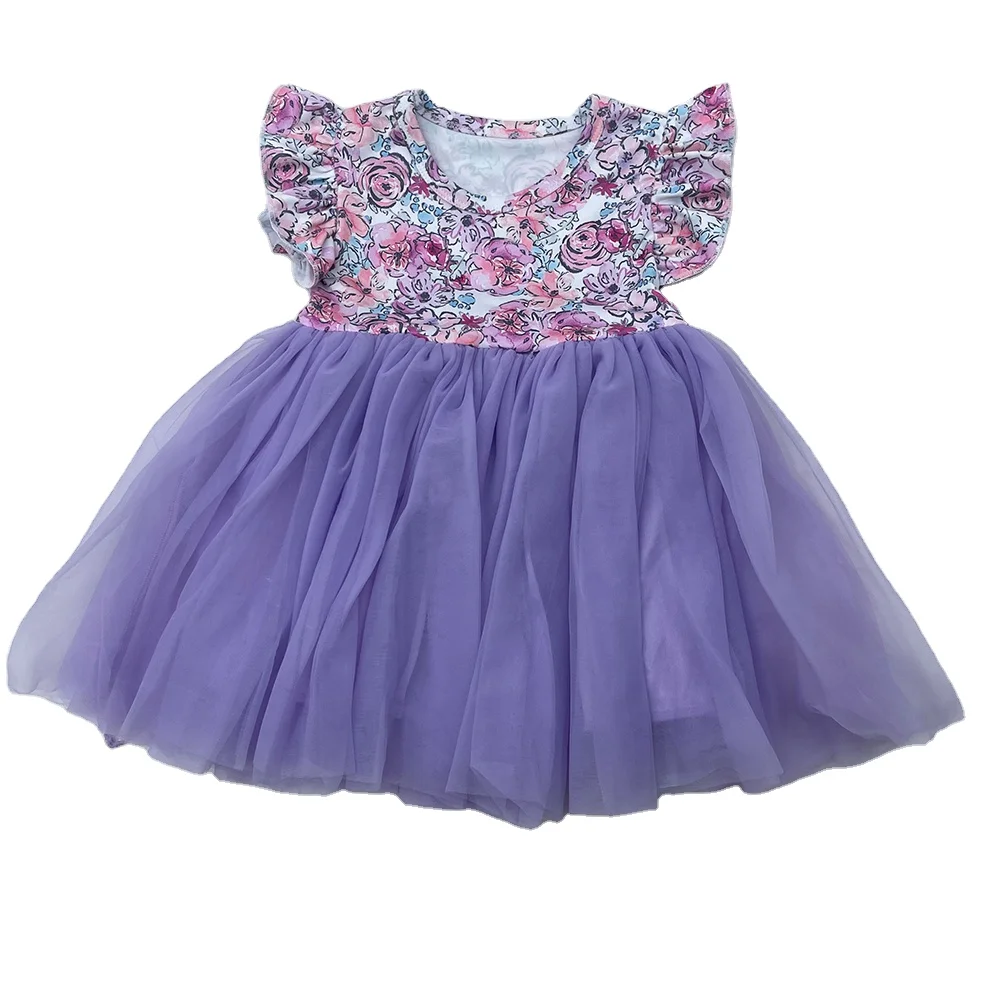 Qingli ODM Baby Girl Princess Dresses Children Girl Custom Flower Patchwork Tulle Party Dress